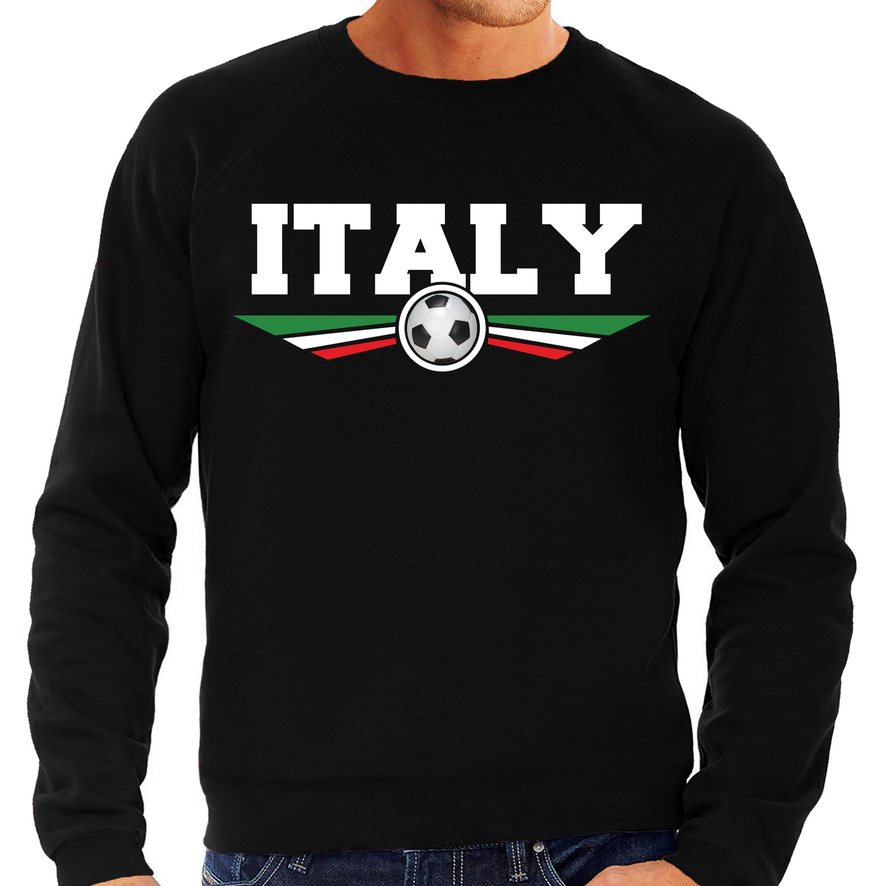 Italie-Italy landen-voetbal sweater zwart heren