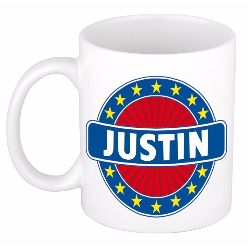 Justin naam koffie mok-beker 300 ml