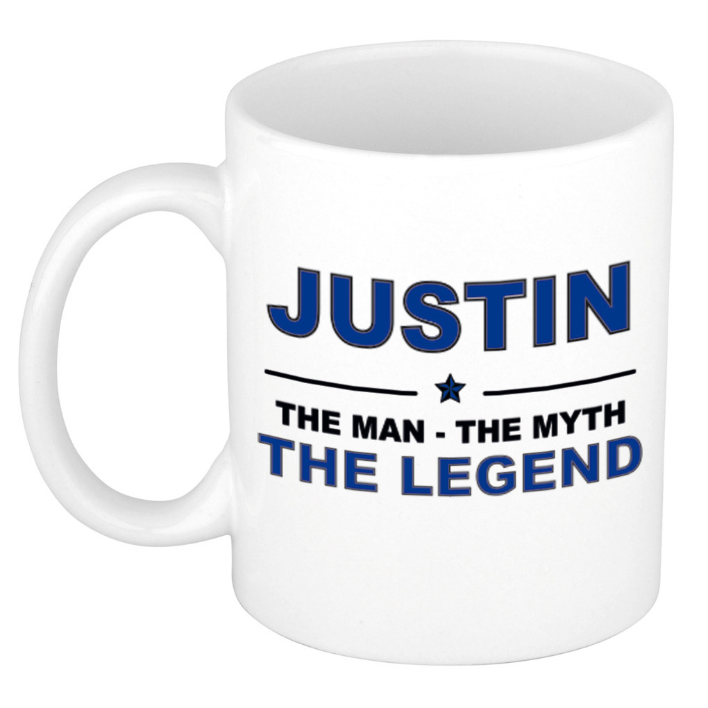 Justin The man, The myth the legend cadeau koffie mok-thee beker 300 ml