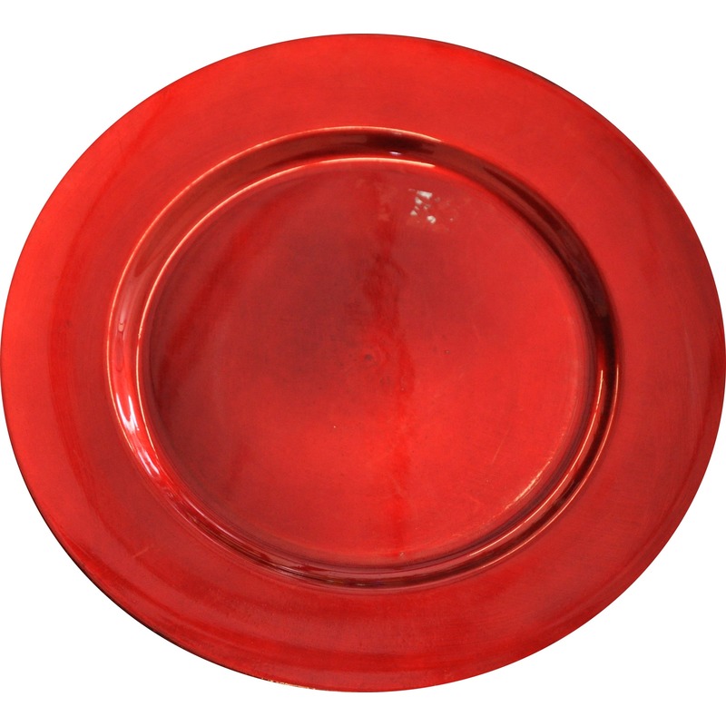Kaarsenbord-plateau rood glimmend 33 cm rond