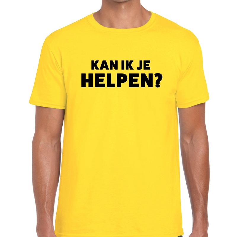 Kan ik je helpen beurs-evenementen t-shirt geel heren