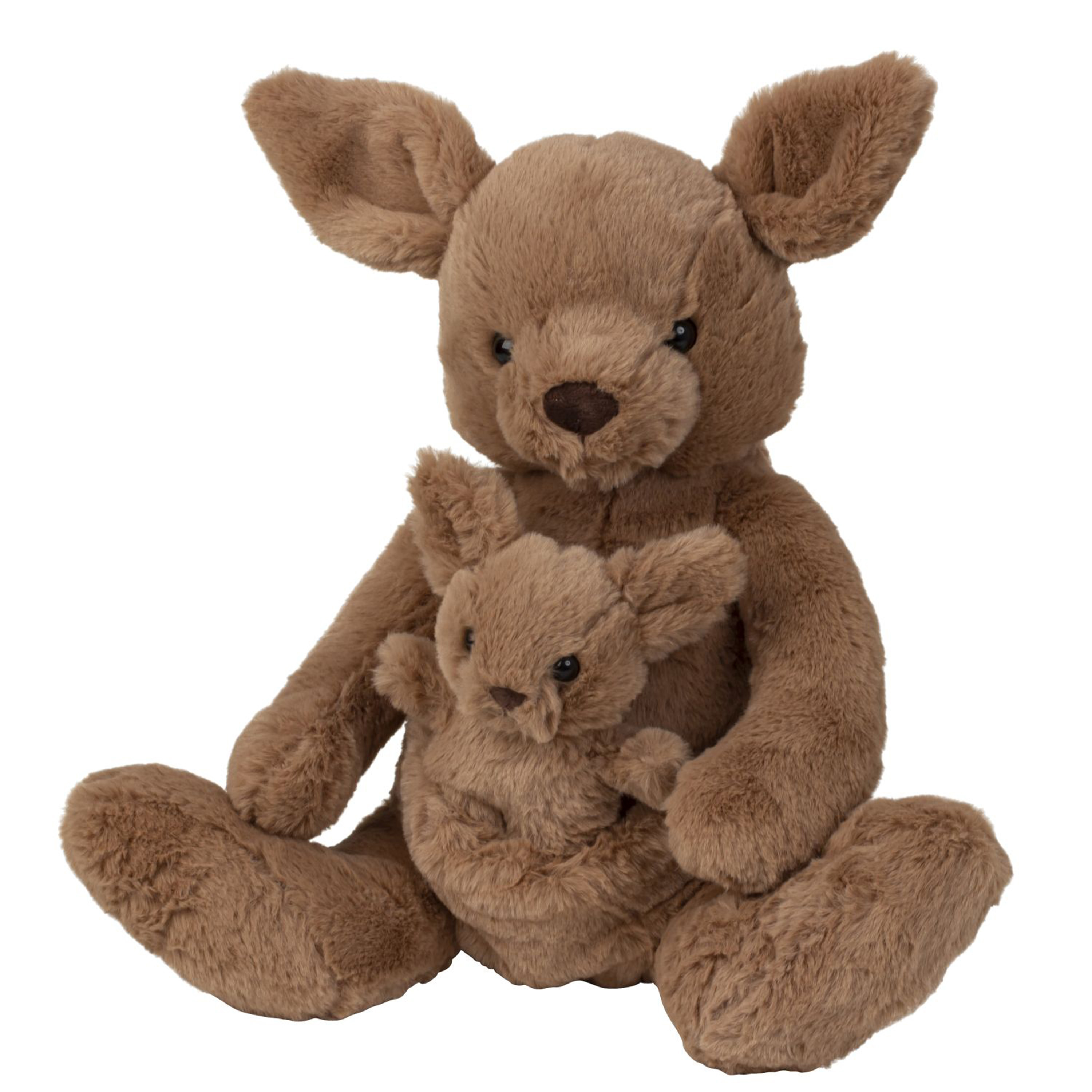 Kangoeroe met baby knuffel van zachte pluche 38 cm