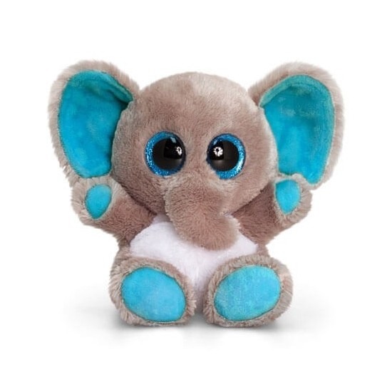 Keel Toys pluche olifant knuffel grijs-blauw 15 cm