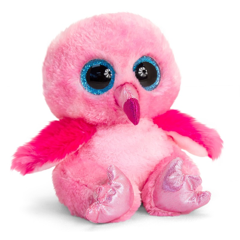 Keel Toys roze pluche Flamingo knuffel 25 cm met kraalogen