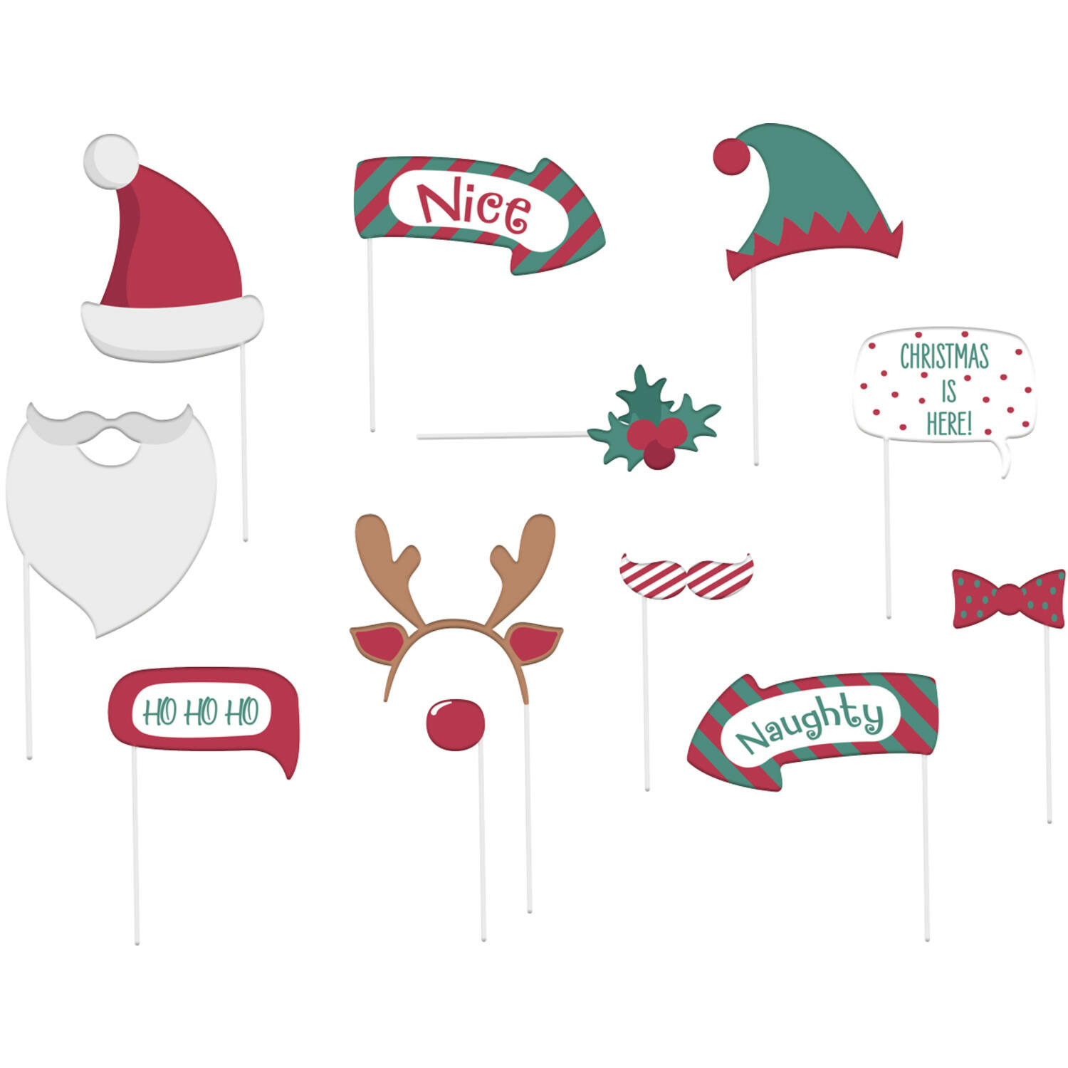 Kerst foto prop set 12-delig Christmas party photo booth