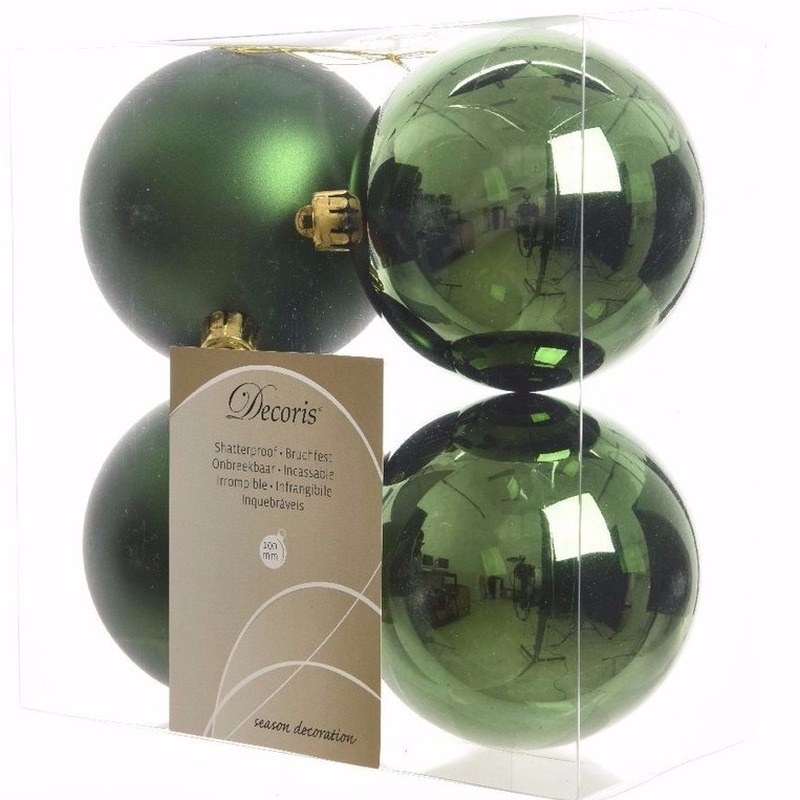 Kerst kerstballen groen 10 cm Mystic Christmas 4 stuks