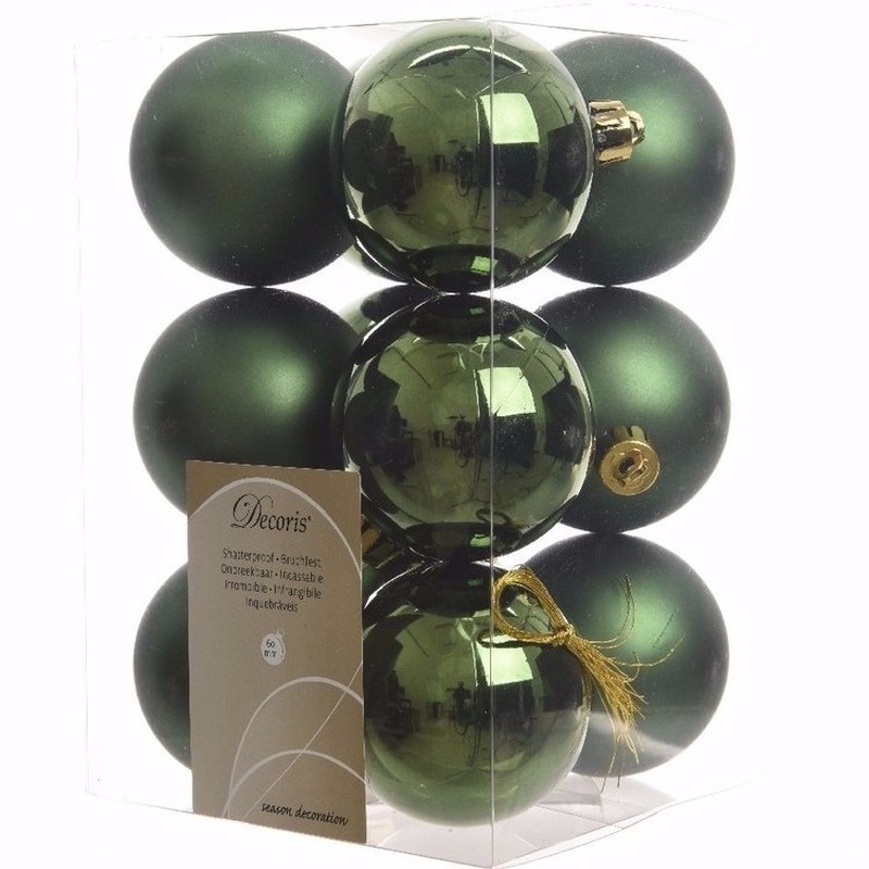 Kerst kerstballen groen 6 cm Ambiance Christmas 12 stuks