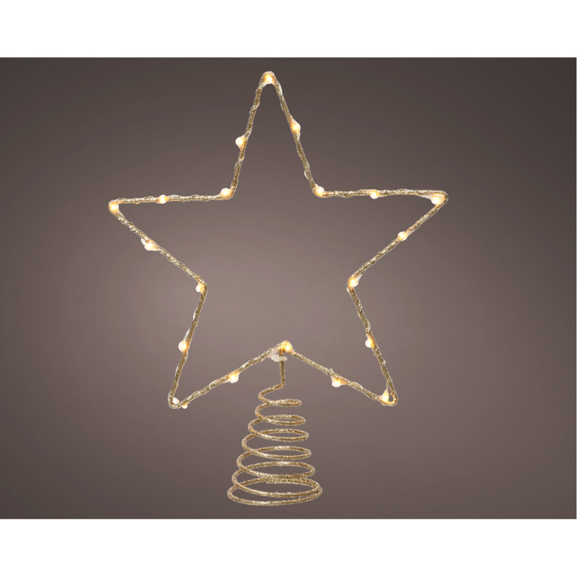 Kerst ster piek goud LED verlichting steady warm wit H27 cm
