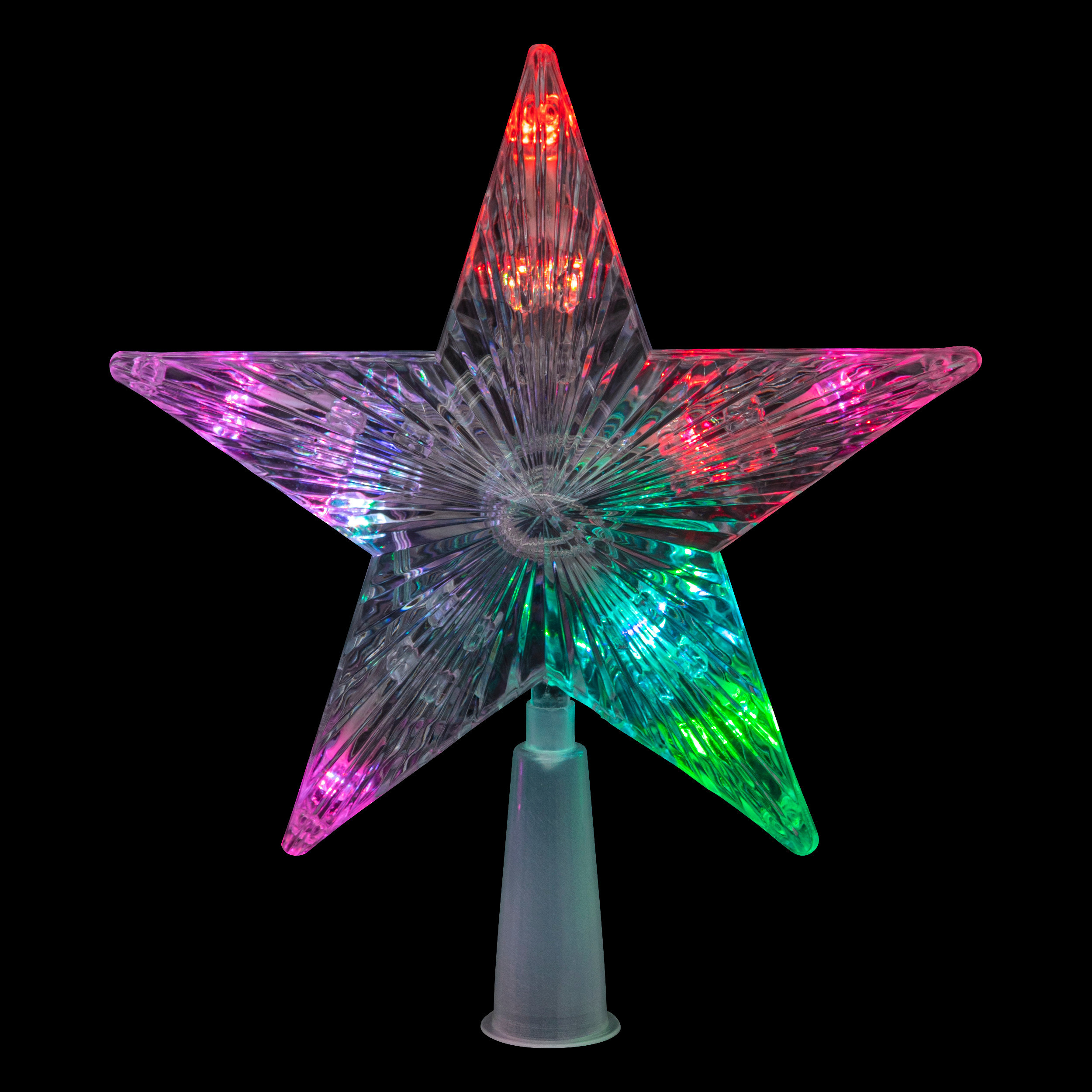 Kerst ster piek met gekleurde LED verlichting H19 cm