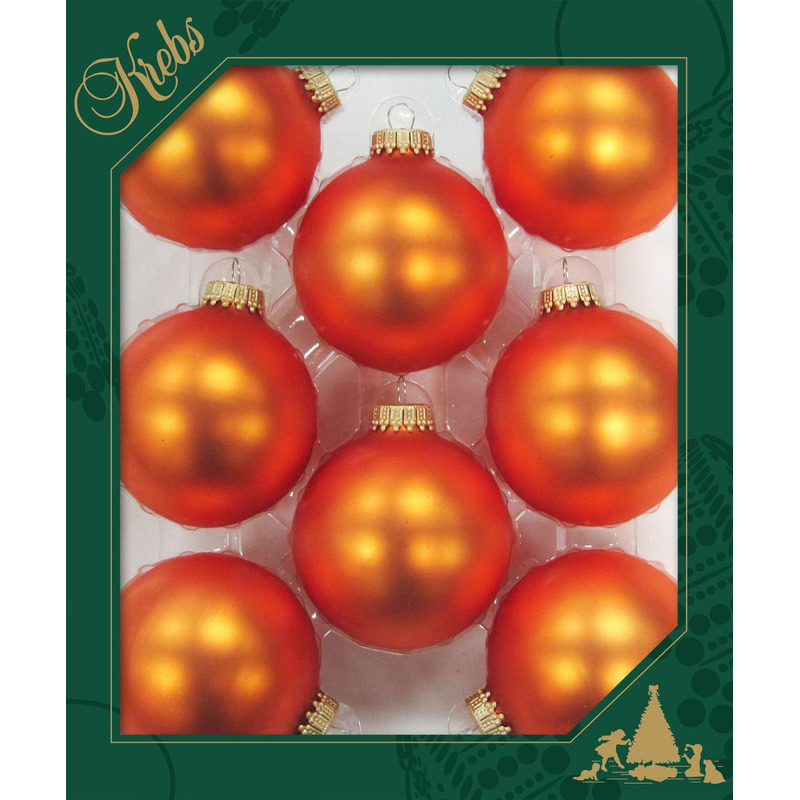 Kerstballen 8x st velvet oranje 7 cm glas wildfire kerstversiering