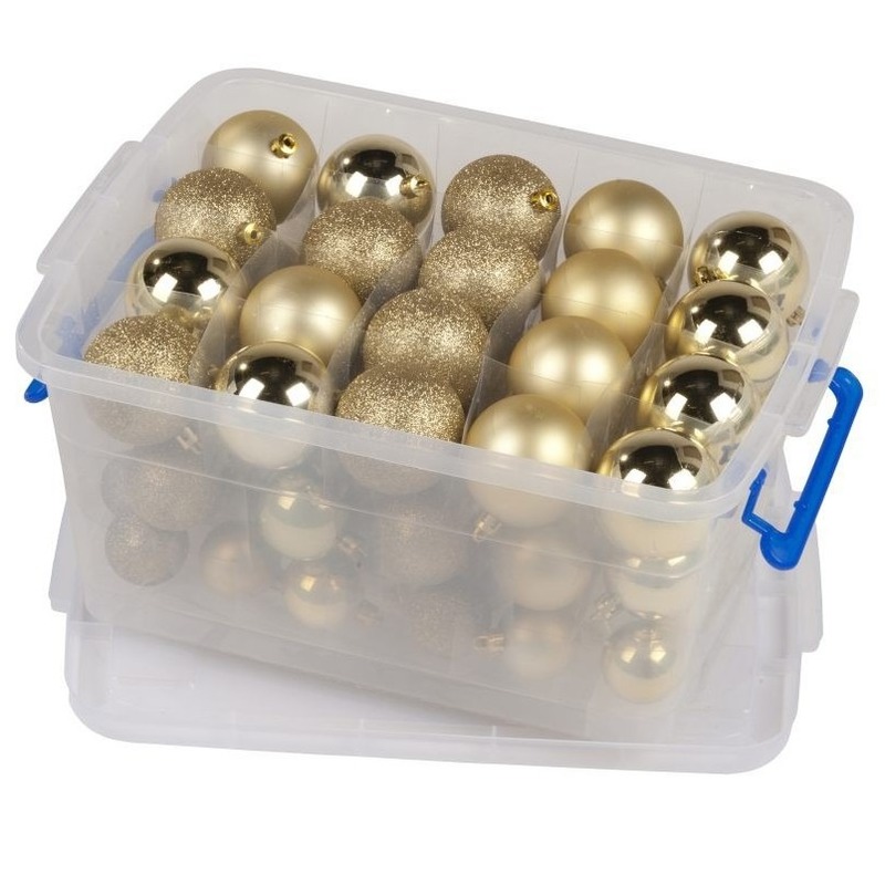 Kerstballen-kerstversiering goud in box 70 stuks