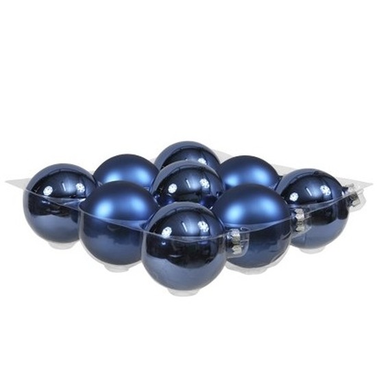 Kerstballen kobalt blauw 10 cm glas mat-glans kerstversiering