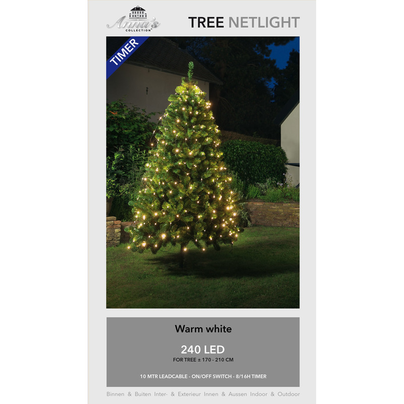 Kerstboom lichtnetten-netverlichting met timer 240 lampjes warm wit