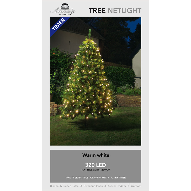 Kerstboom lichtnetten-netverlichting met timer 320 lampjes warm wit