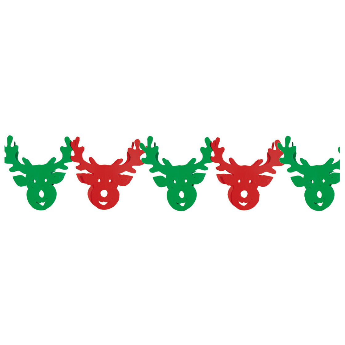 Kerstslinger met rendieren 3 meter groen-rood