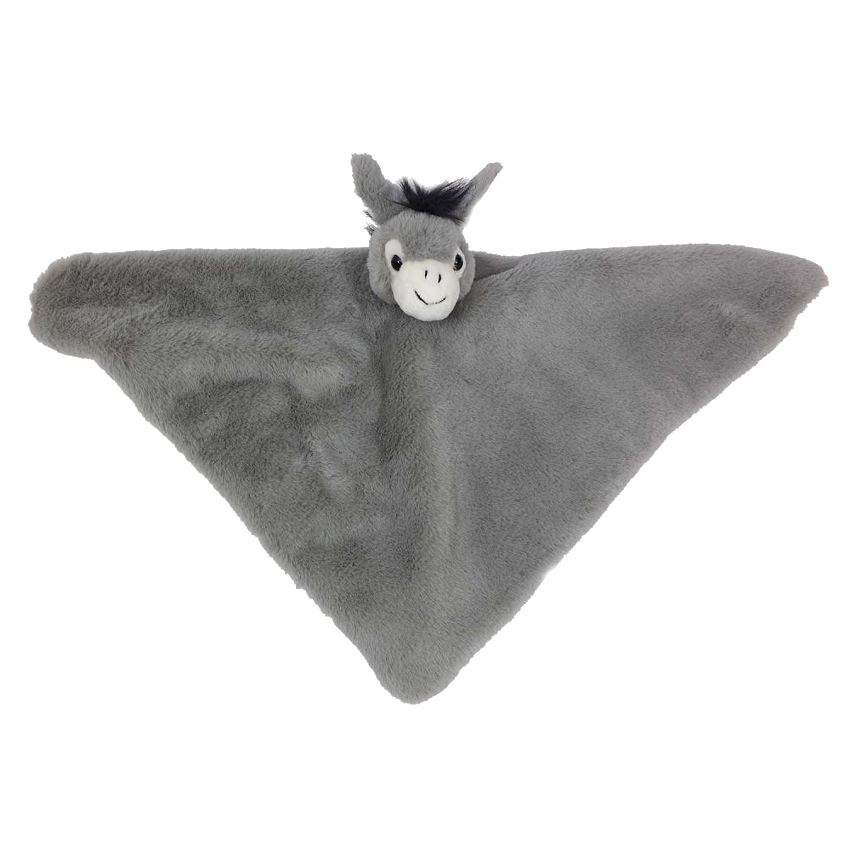 Knuffeldier Ezel zachte pluche stof tuttel-knuffeldoekje grijs 45 cm