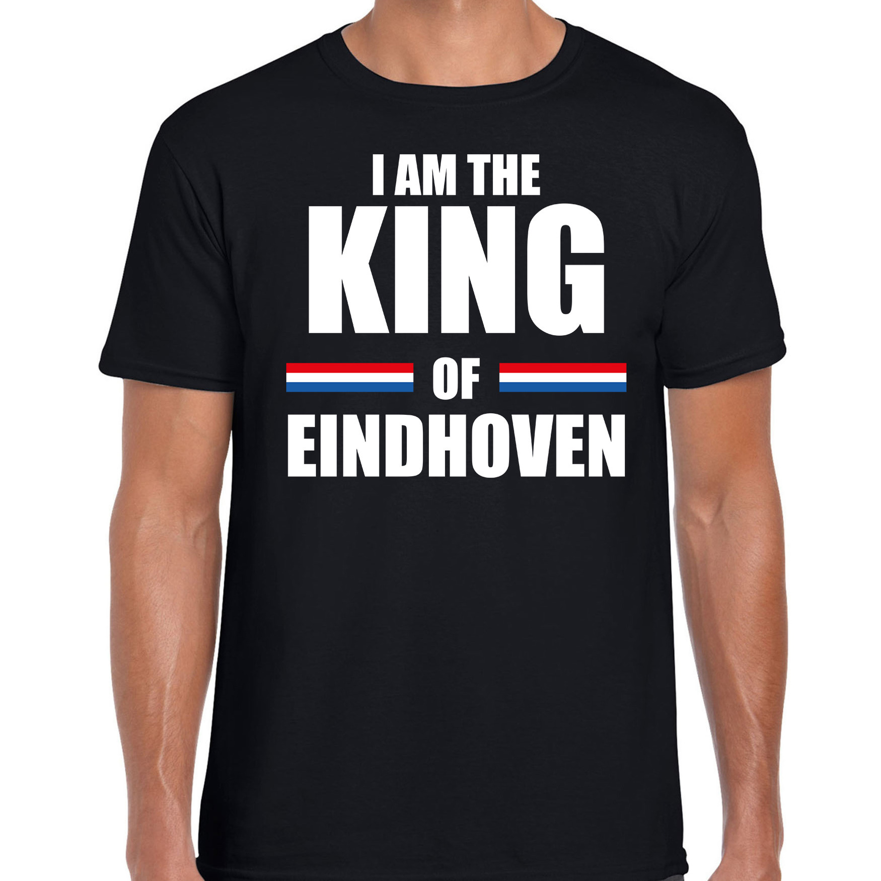 Koningsdag t-shirt I am the King of Eindhoven zwart voor heren