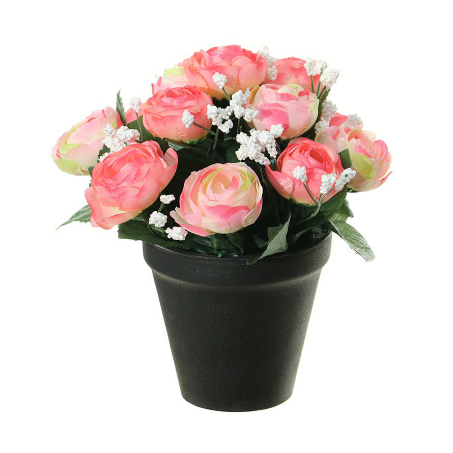 Kunstbloemen plant in pot roze-wit tinten 20 cm Bloemenstuk ornament