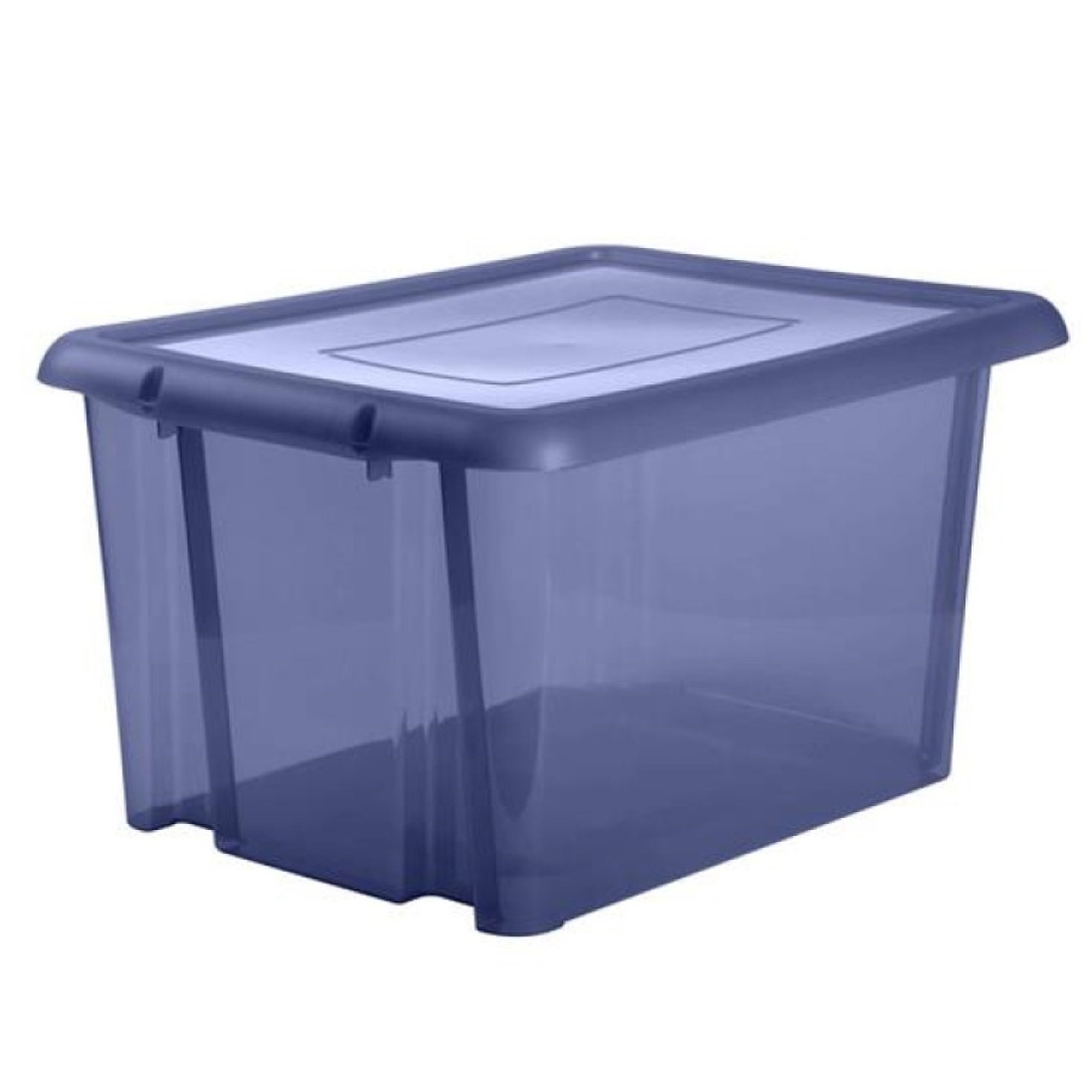 Kunststof opbergbox-opbergdoos donkerblauw transparant L65 x B50 x H36 cm stapelbaar