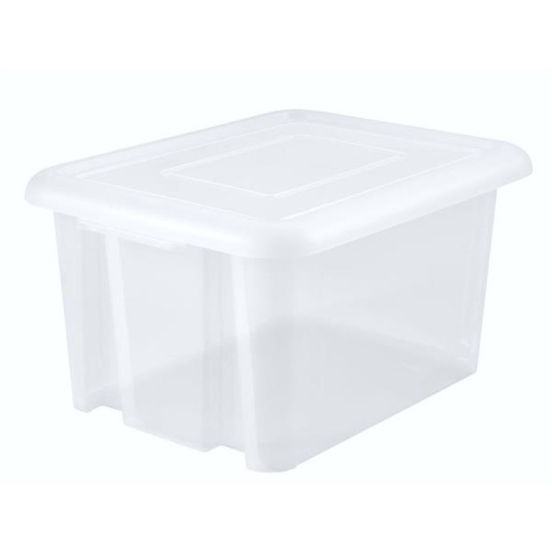 Kunststof opbergbox-opbergdoos wit transparant L65 x B50 x H36 cm stapelbaar