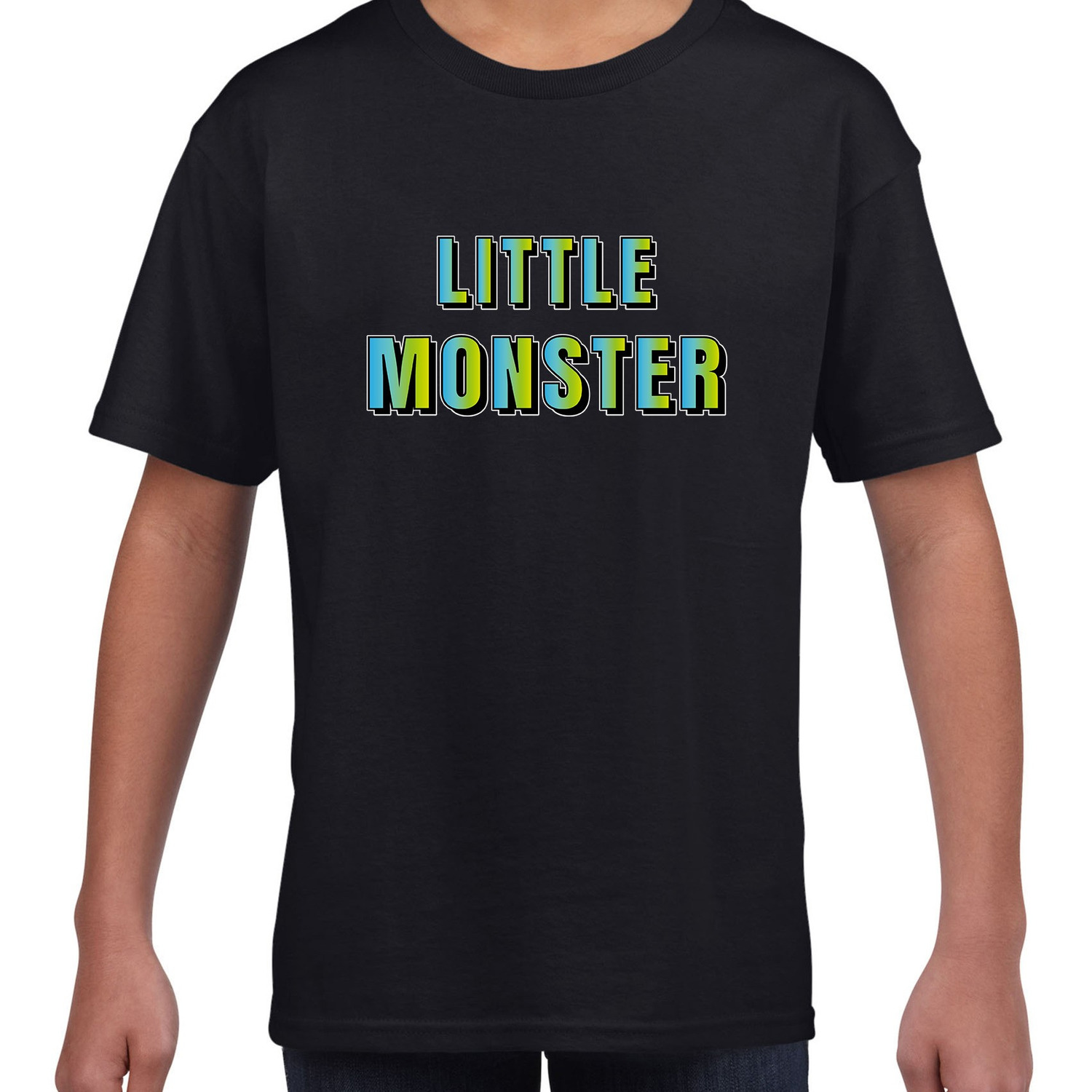Little monster fun tekst t-shirt zwart kids