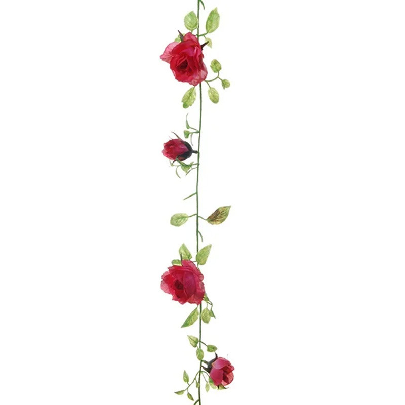 Louis Maes kunstplant bloemenslinger Rozen rood-groen 225 cm kunstbloemen