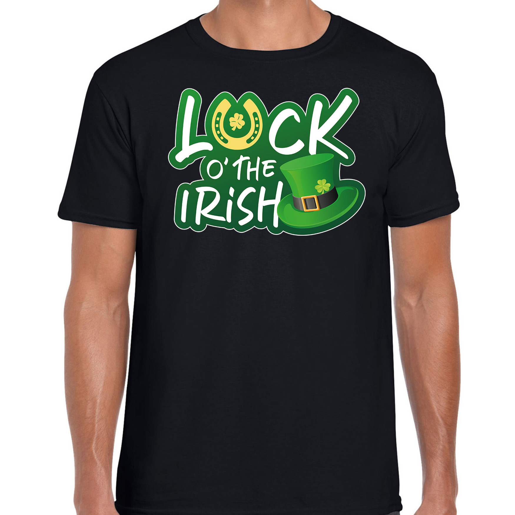 Luck of the Irish-St. Patricks day t-shirt-kostuum zwart heren