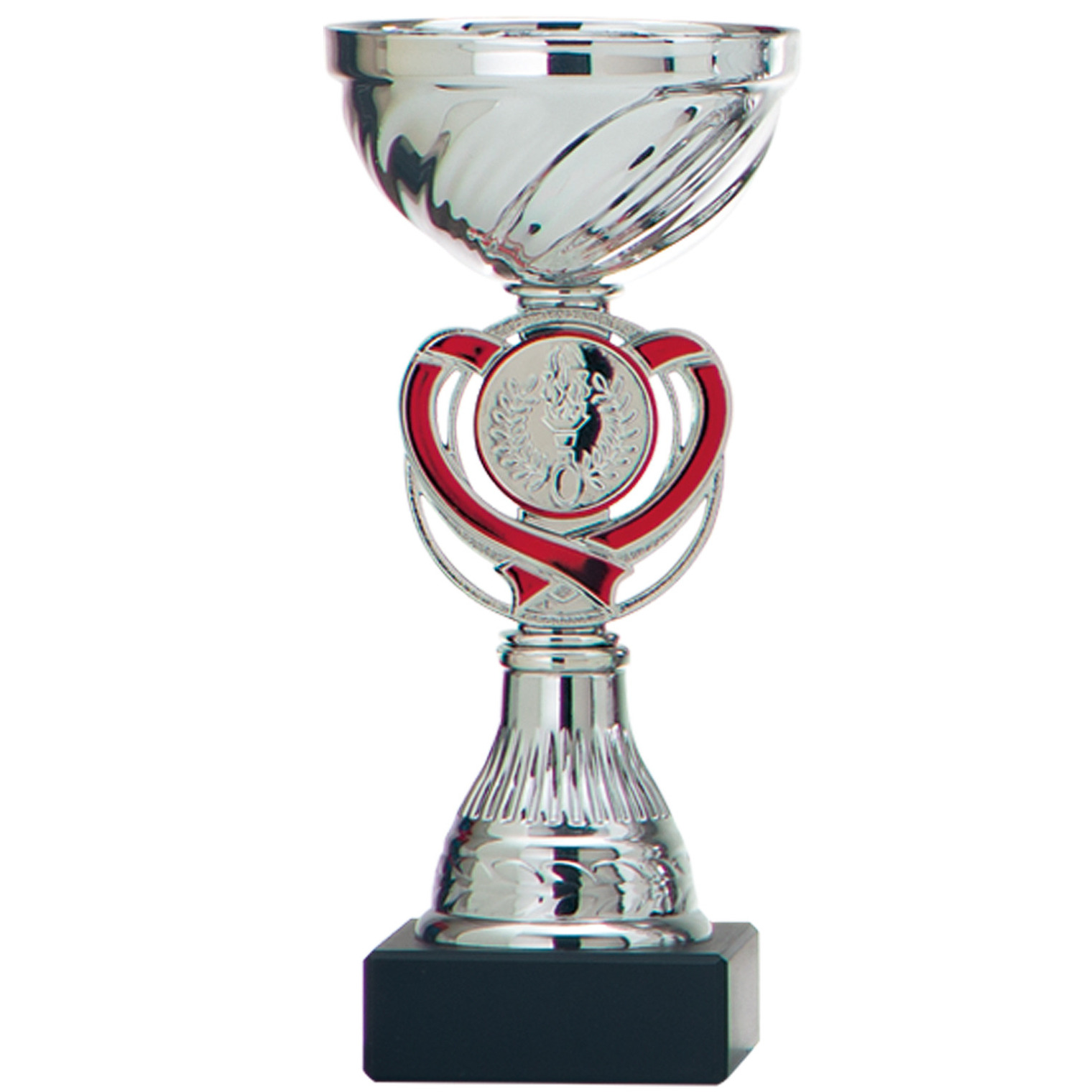Luxe trofee-prijs beker zilver rood hart kunststof 15 x 7 cm