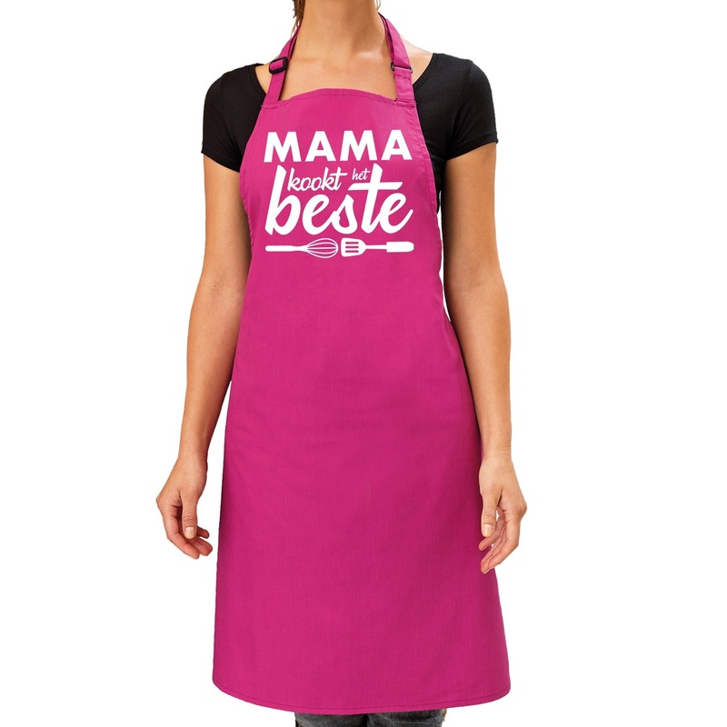 Mama kookt het beste keukenschort roze voor dames-Moederdag