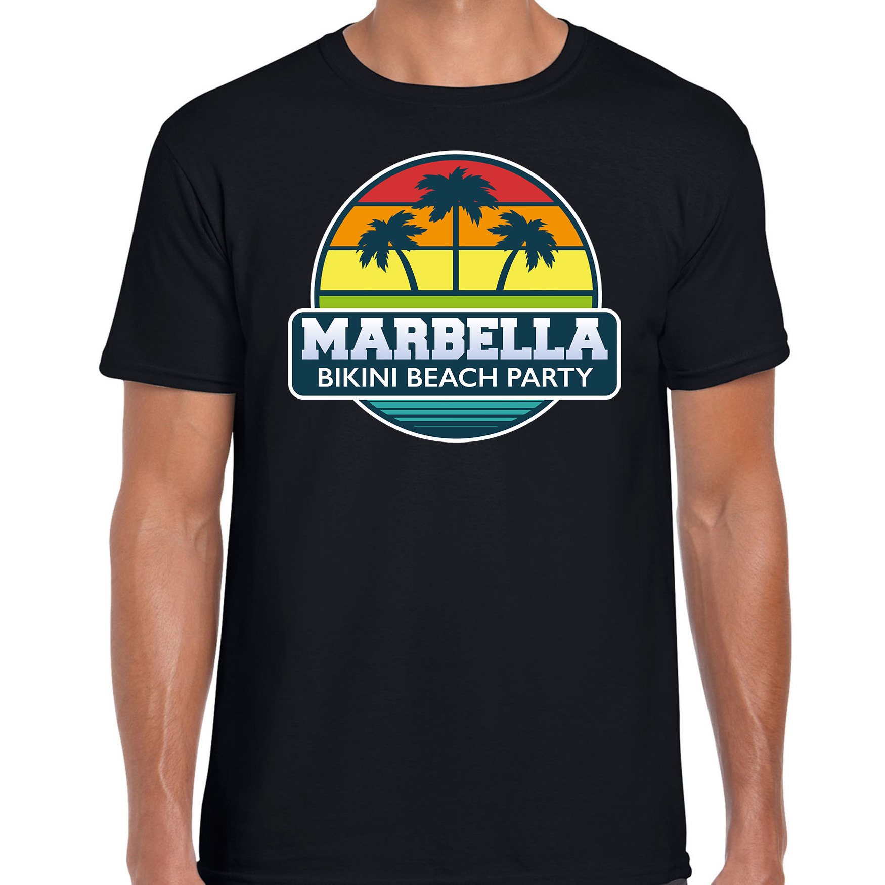 Marbella zomer t-shirt-shirt Marbella bikini beach party zwart voor heren