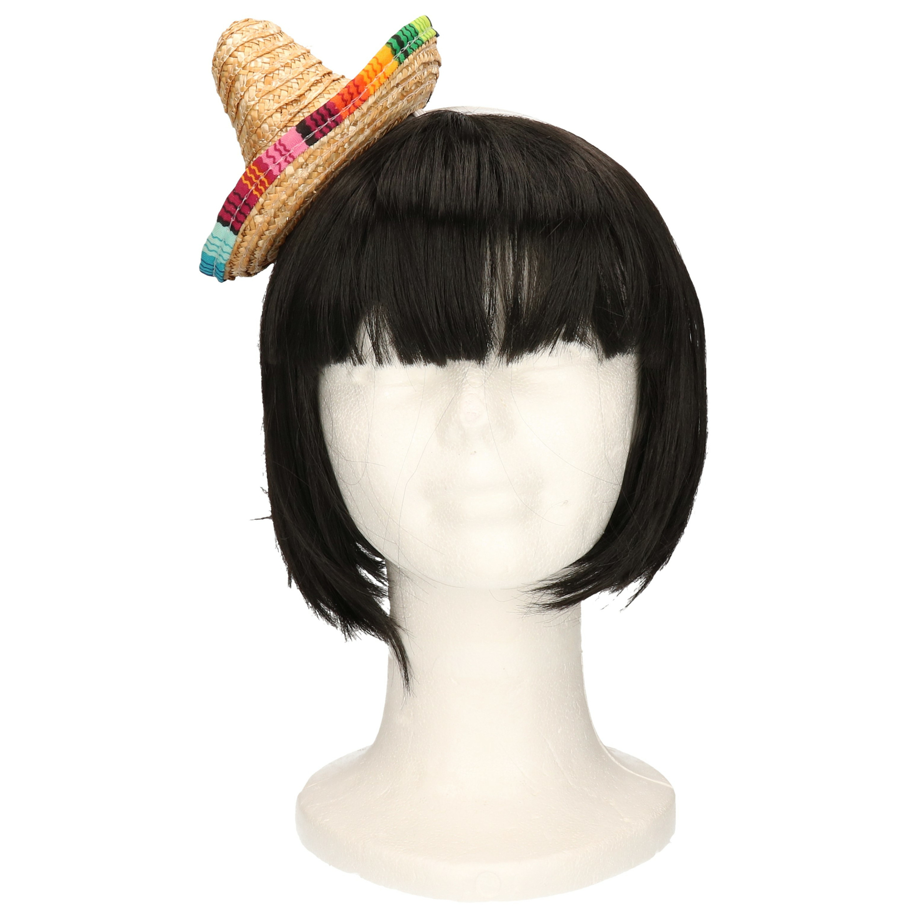 Mexicaanse mini Sombrero hoedje op diadeem carnaval-verkleed accessoires multi kleuren stro