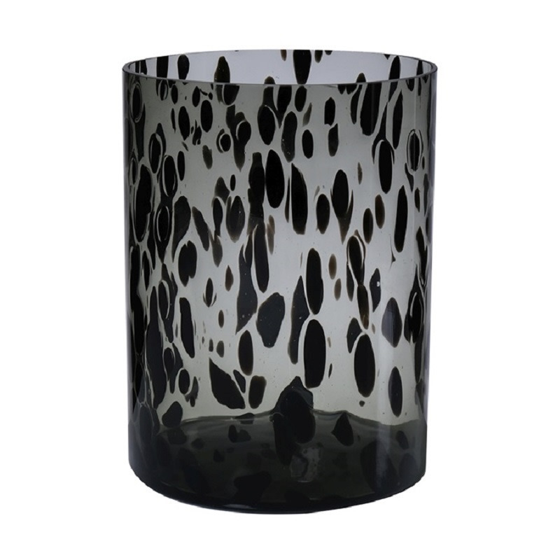 Modieuze bloemen cilinder vaas-vazen van glas 25 x 19 cm zwart fantasy