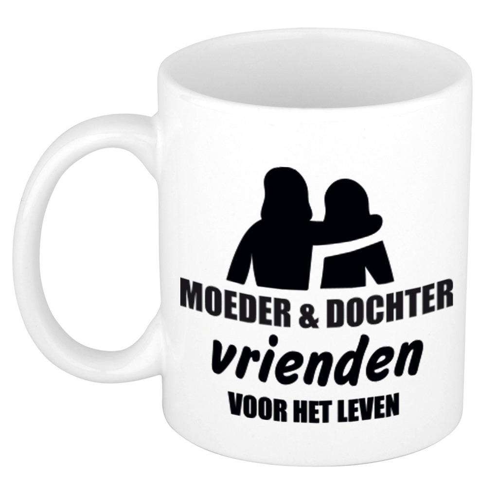 Moeder en dochter cadeau koffiemok-theebeker wit 330 ml Cadeau mokken-Moederdag