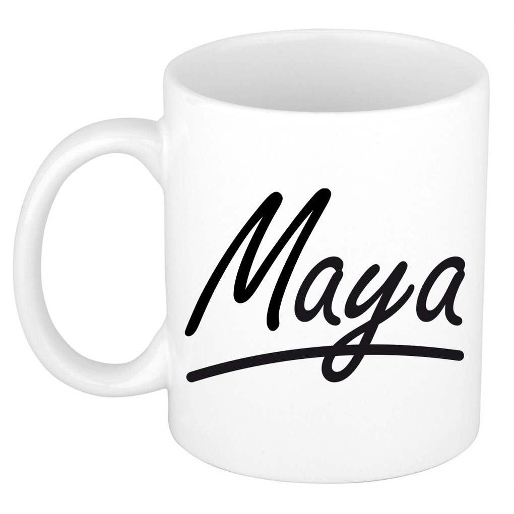Naam cadeau mok-beker Maya met sierlijke letters 300 ml