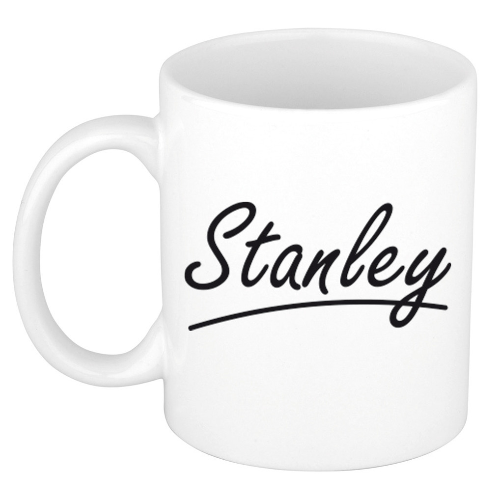 Naam cadeau mok-beker Stanley met sierlijke letters 300 ml