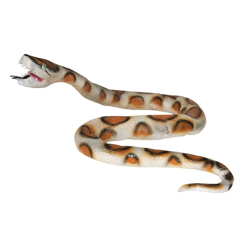 Nep python slang 160 cm wit-bruin griezel-horror thema decoratie dieren-reptielen