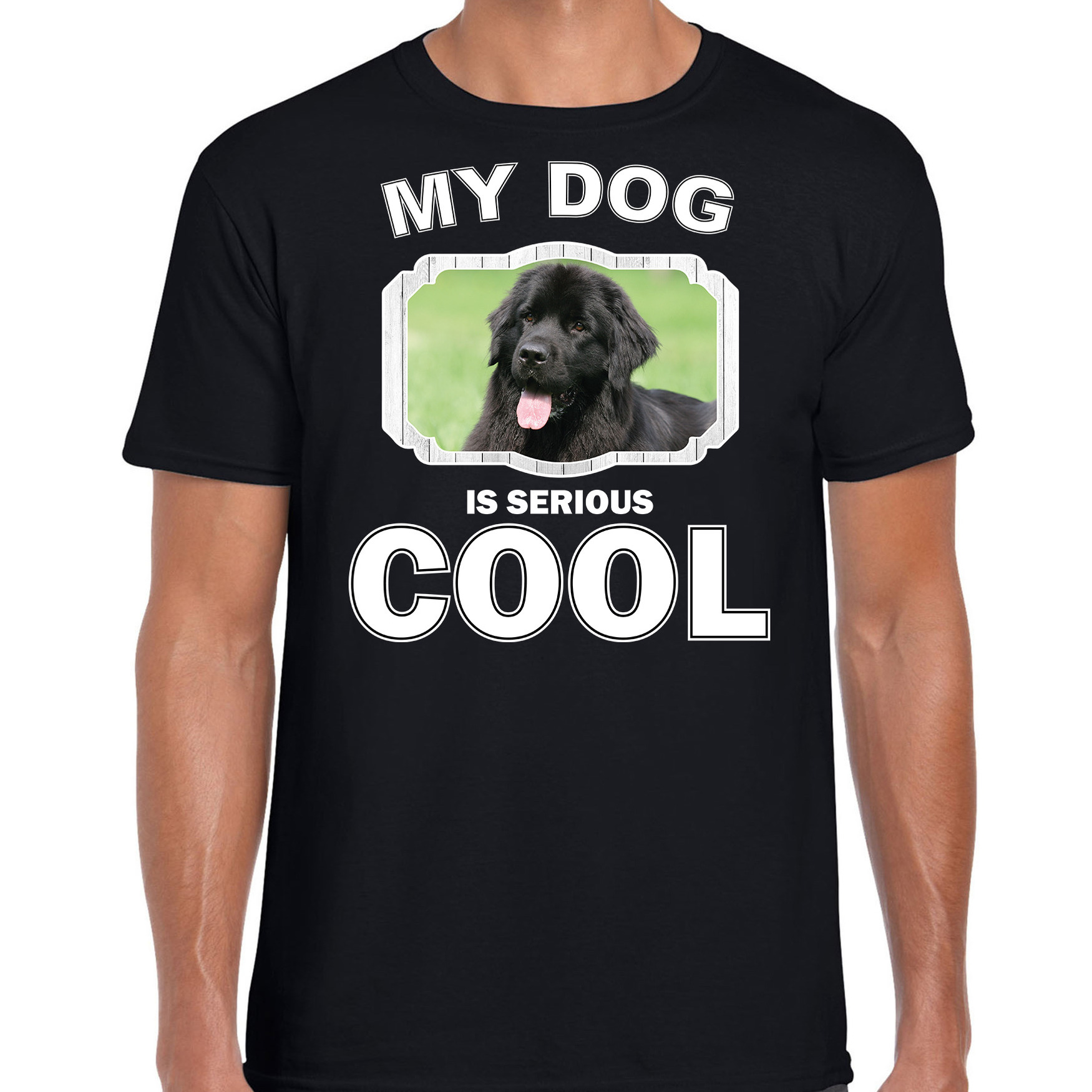 Newfoundlander honden t-shirt my dog is serious cool zwart voor heren