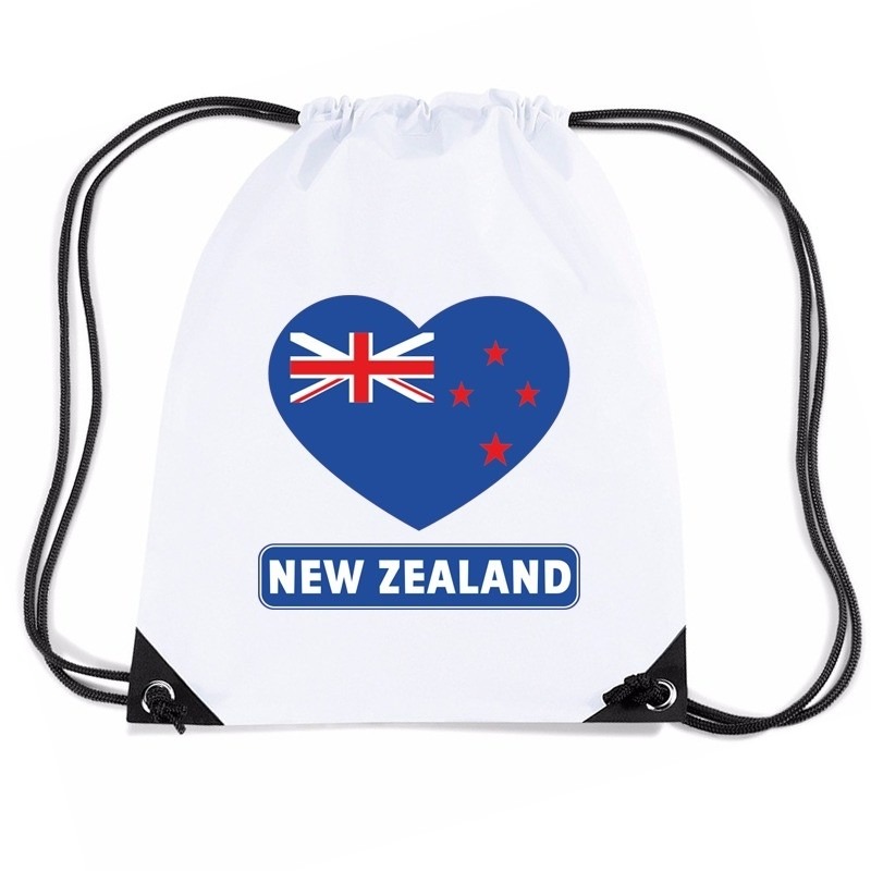 Nieuw Zeeland hart vlag nylon rugzak wit