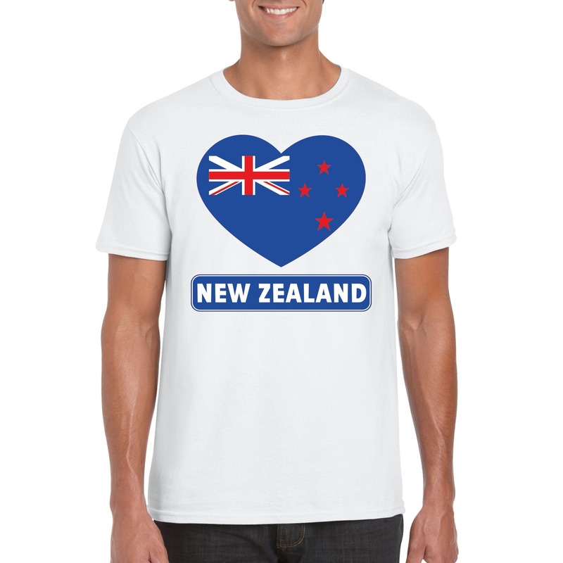Nieuw Zeeland hart vlag t-shirt wit heren