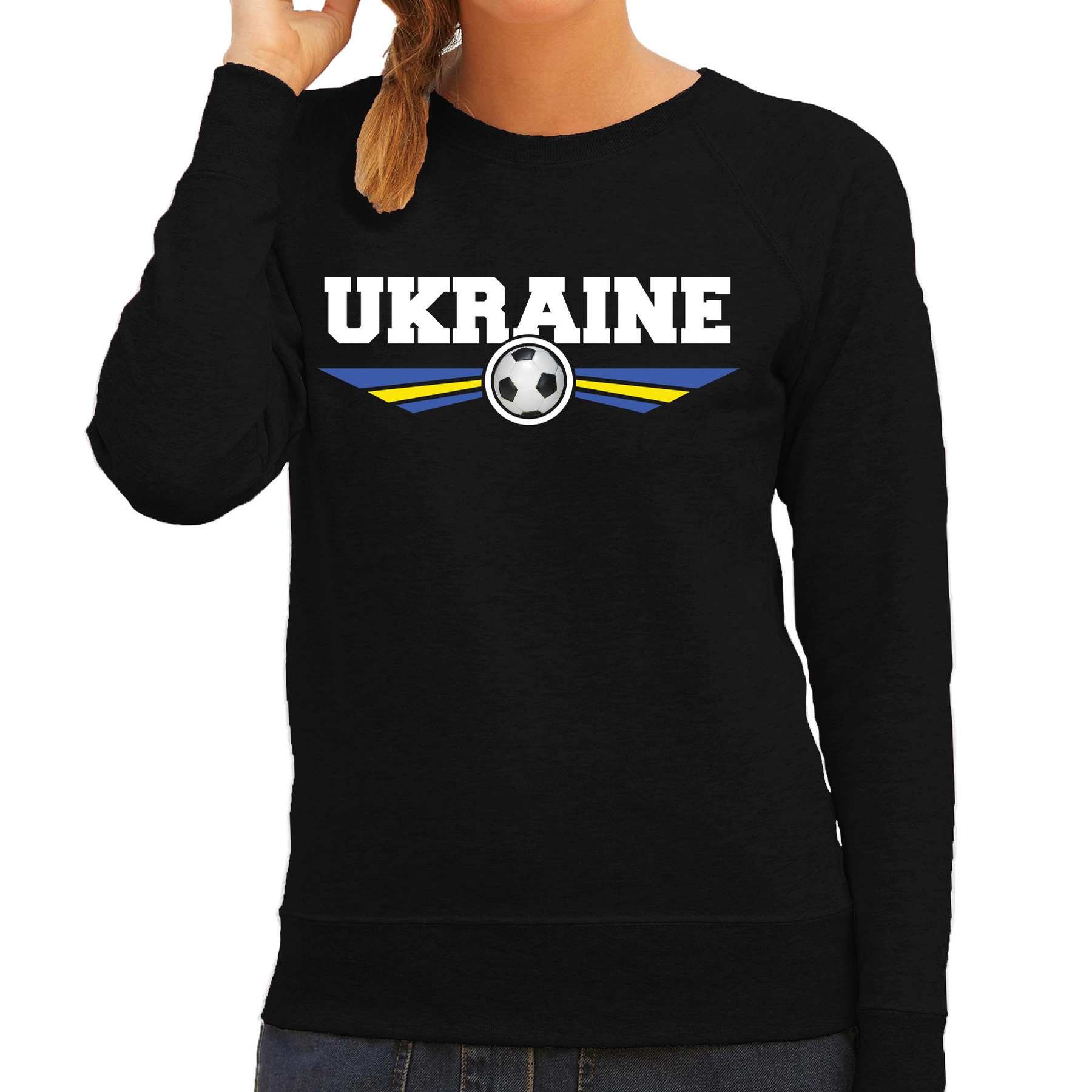 Oekraine-Ukraine landen-voetbal sweater zwart dames