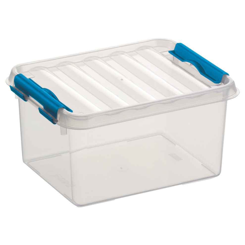 Opbergboxen-opbergdozen 2 liter kunststof transparant-blauw