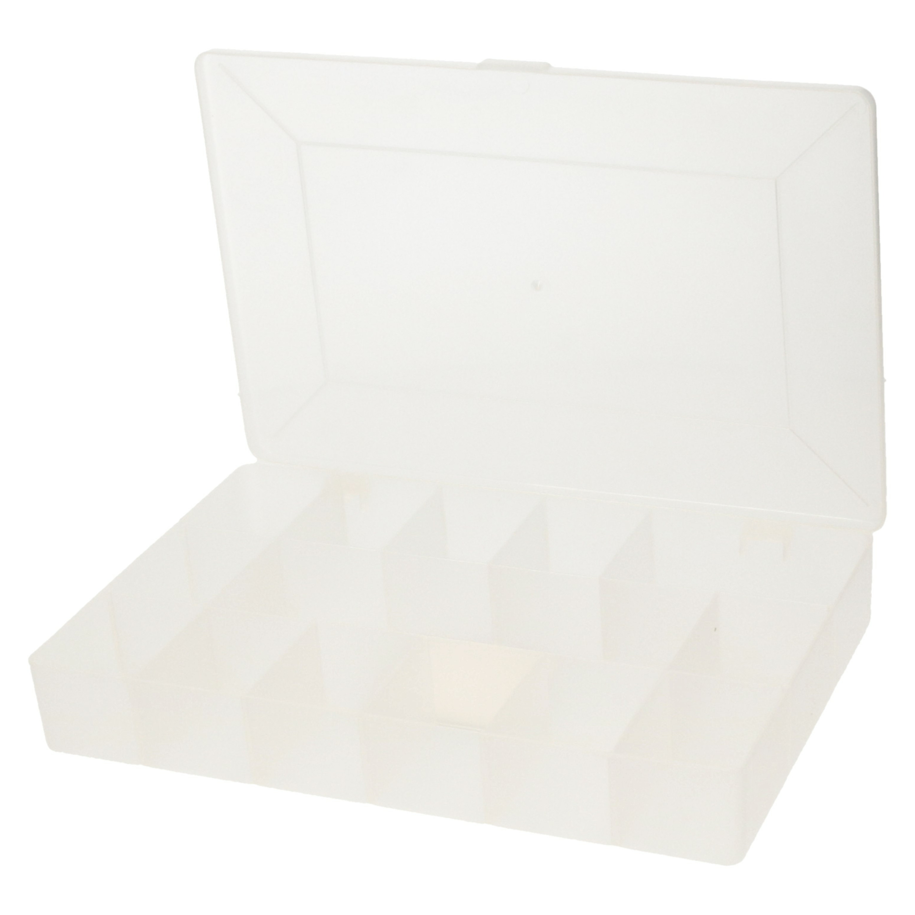 Opbergkoffertje-opbergdoos-sorteerbox 14-vaks kunststof transparant 27 x 18 x 4 cm