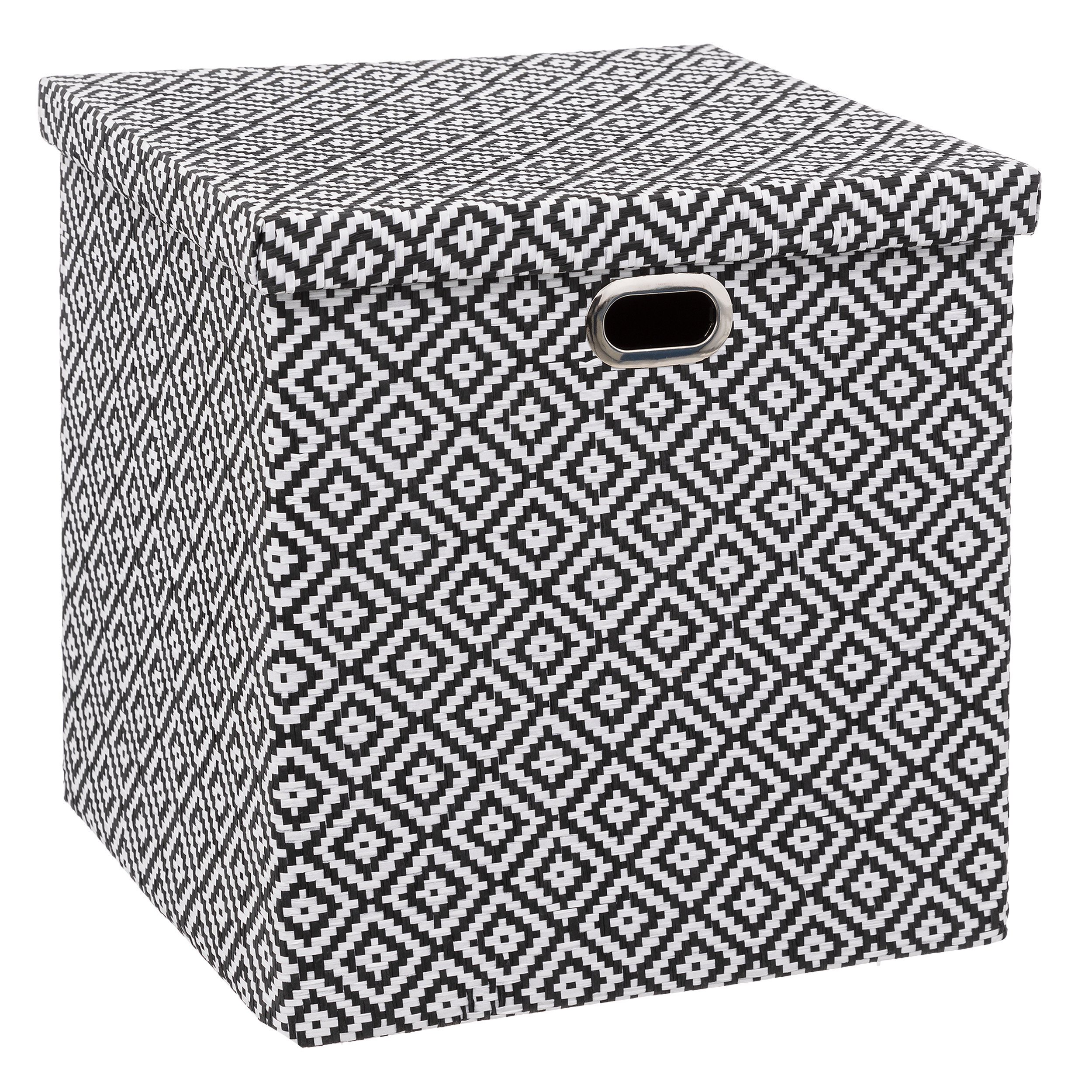 Opbergmand-kastmand karton-kunststof 29 liter zwart-wit 31 x 31 x 31 cm