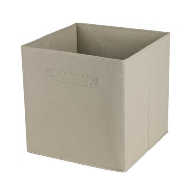 Opbergmand-kastmand Square Box karton-kunststof 29 liter licht beige 31 x 31 x 31 cm