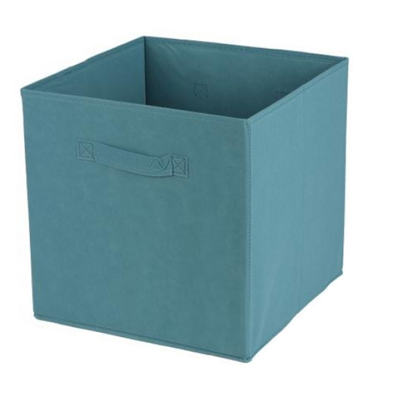 Opbergmand-kastmand Square Box karton-kunststof 29 liter petrol blauw 31 x 31 x 31 cm