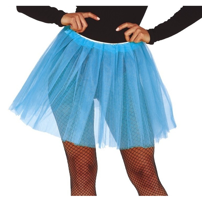 Petticoat-tutu verkleed rokje lichtblauw 40 cm voor dames
