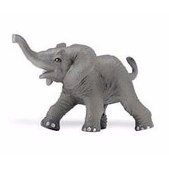 Plastic speelgoeAfrikaanse olifant kalf 8 cm met gestrekte slurf