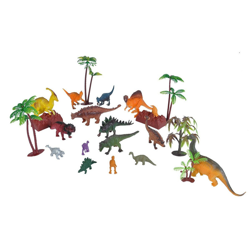 Plastic speelgoed dinosaurussen in emmer 23-delig