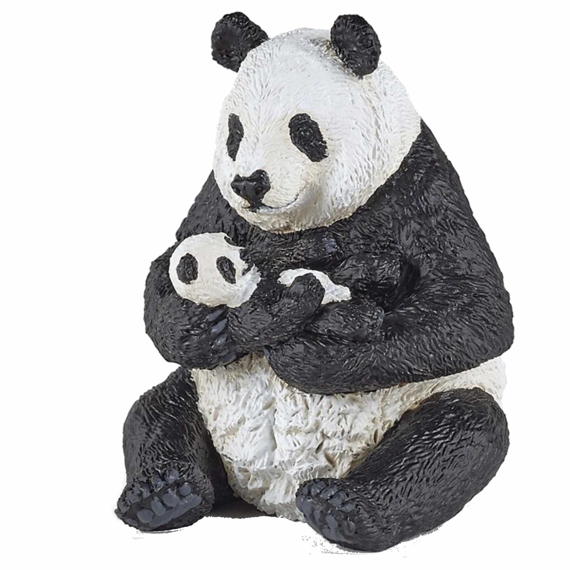 Plastic speelgoed figuur panda met baby panda 8 cm