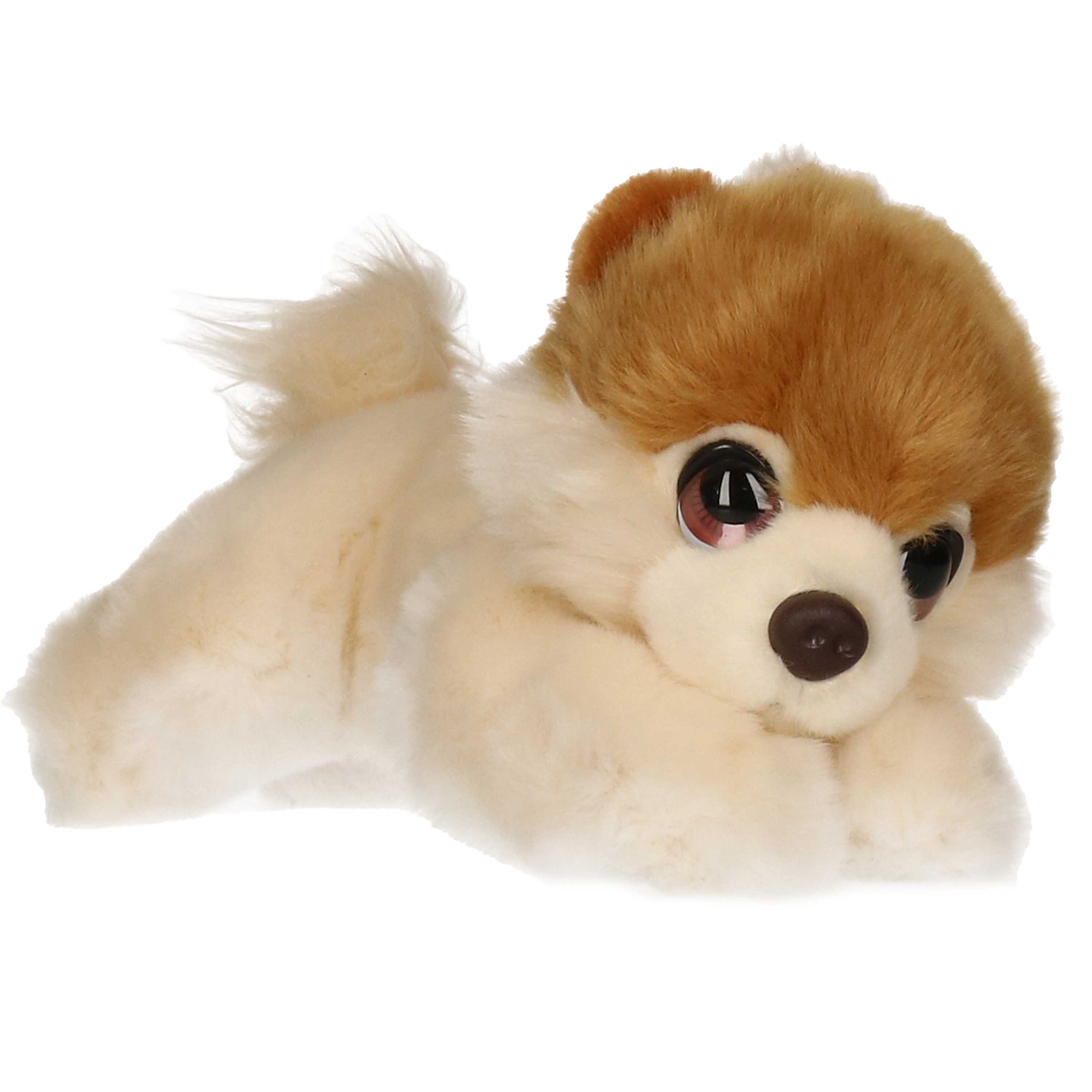 Pluche creme-lichtbruine Pomeranian puppy honden knuffel 25 cm